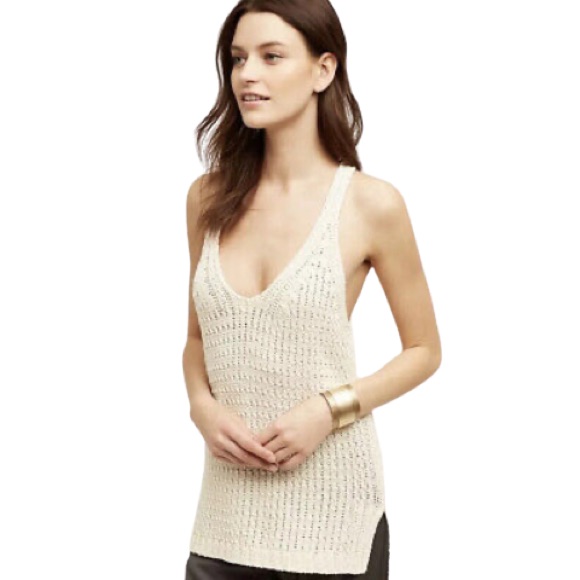 Like New Moth Anthropologie Women’s Sunidra Cream Knit Sweater Tank- Med